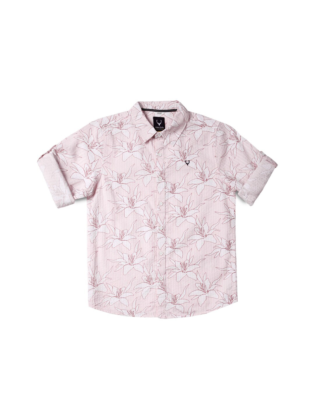 

Allen Solly Junior Boys Slim Fit Floral Printed Spread Collar Short Sleeves Cotton Shirt, Pink