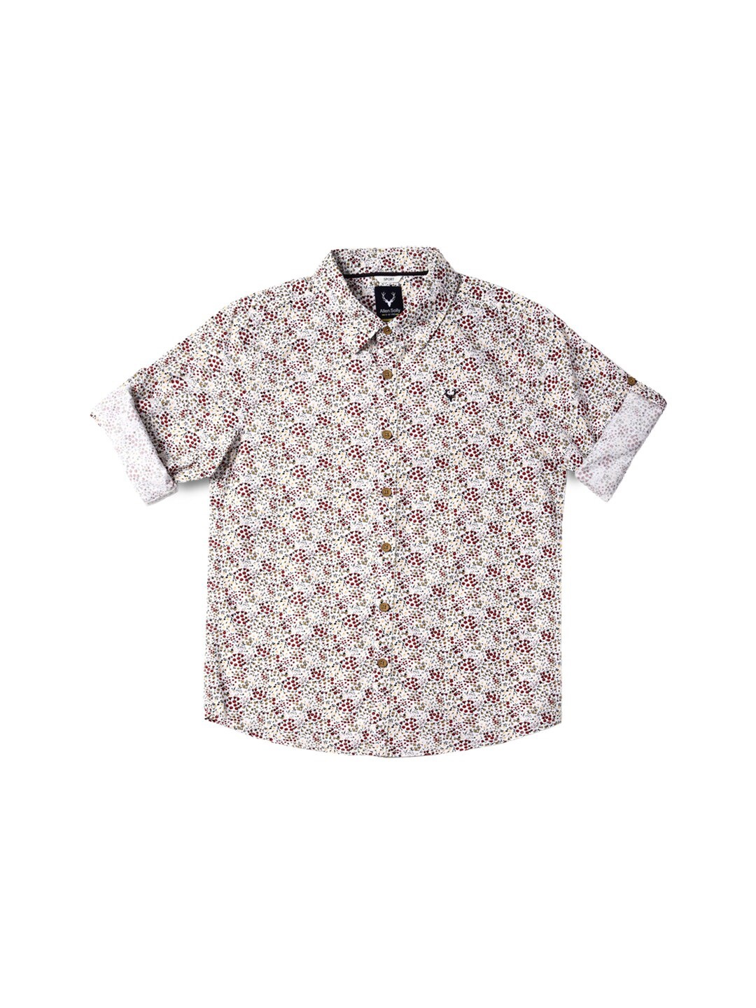 

Allen Solly Junior Boys Slim Fit Floral Printed Spread Collar Long Sleeves Cotton Shirt, White