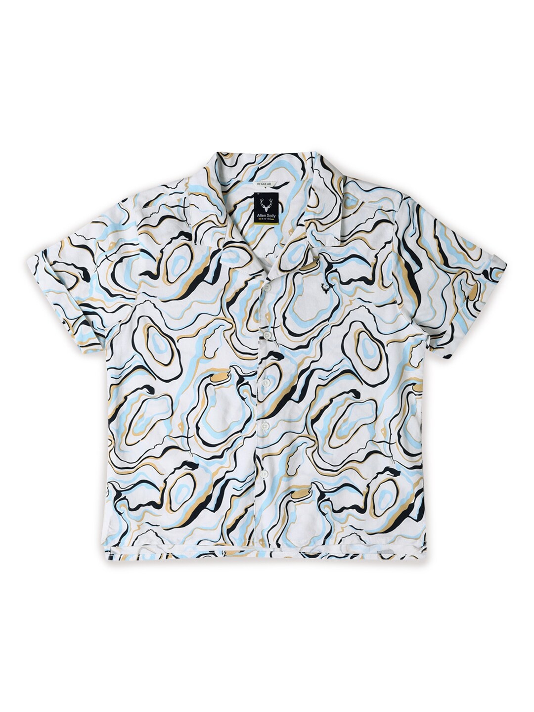 

Allen Solly Junior Boys Abstract Printed Spread Collar Short Sleeves Shirt, White