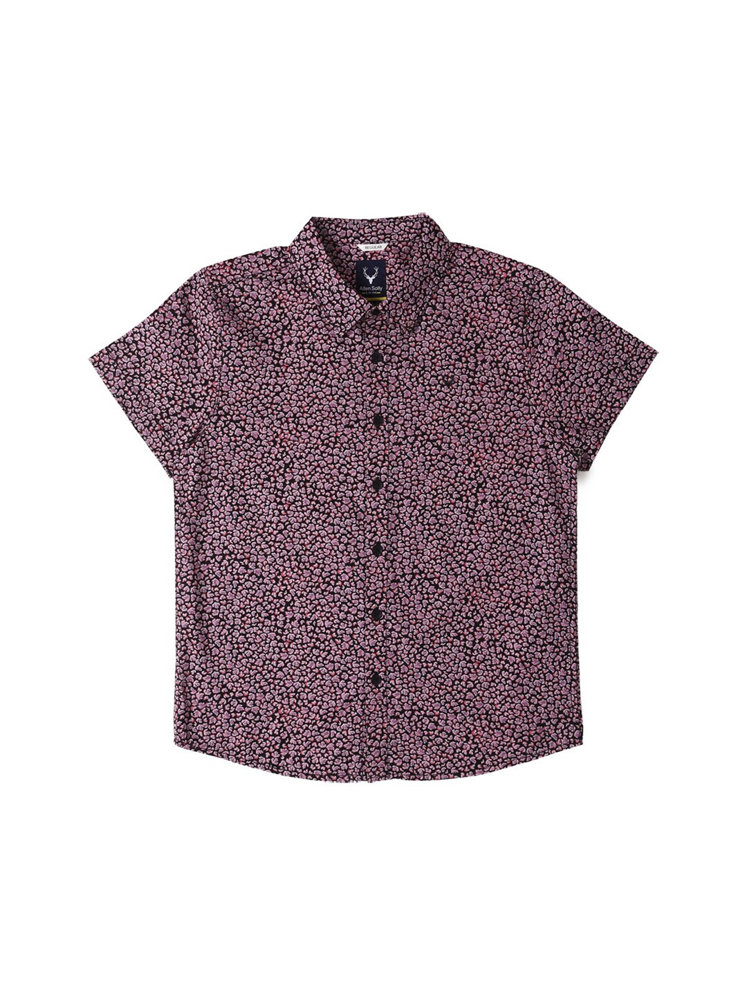 Allen Solly Junior Boys Floral Printed Spread Collar Short Sleeves Shirt, Maroon