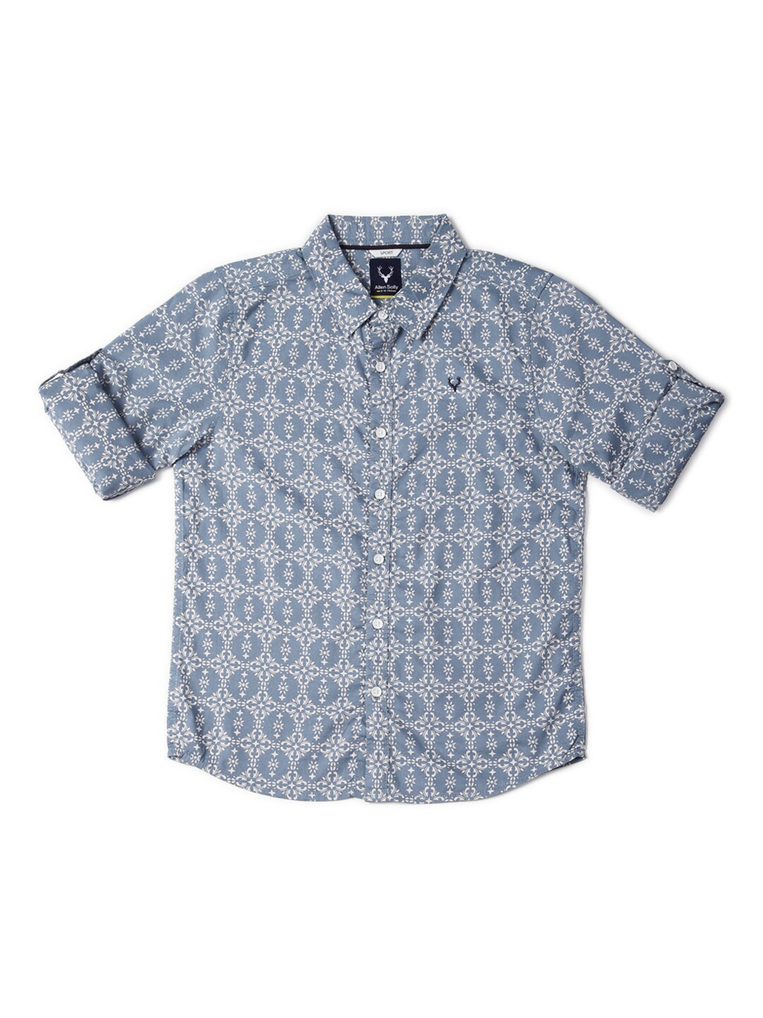 

Allen Solly Junior Boys Slim Fit Opaque Ethnic Motifs Printed Casual Shirt, Grey
