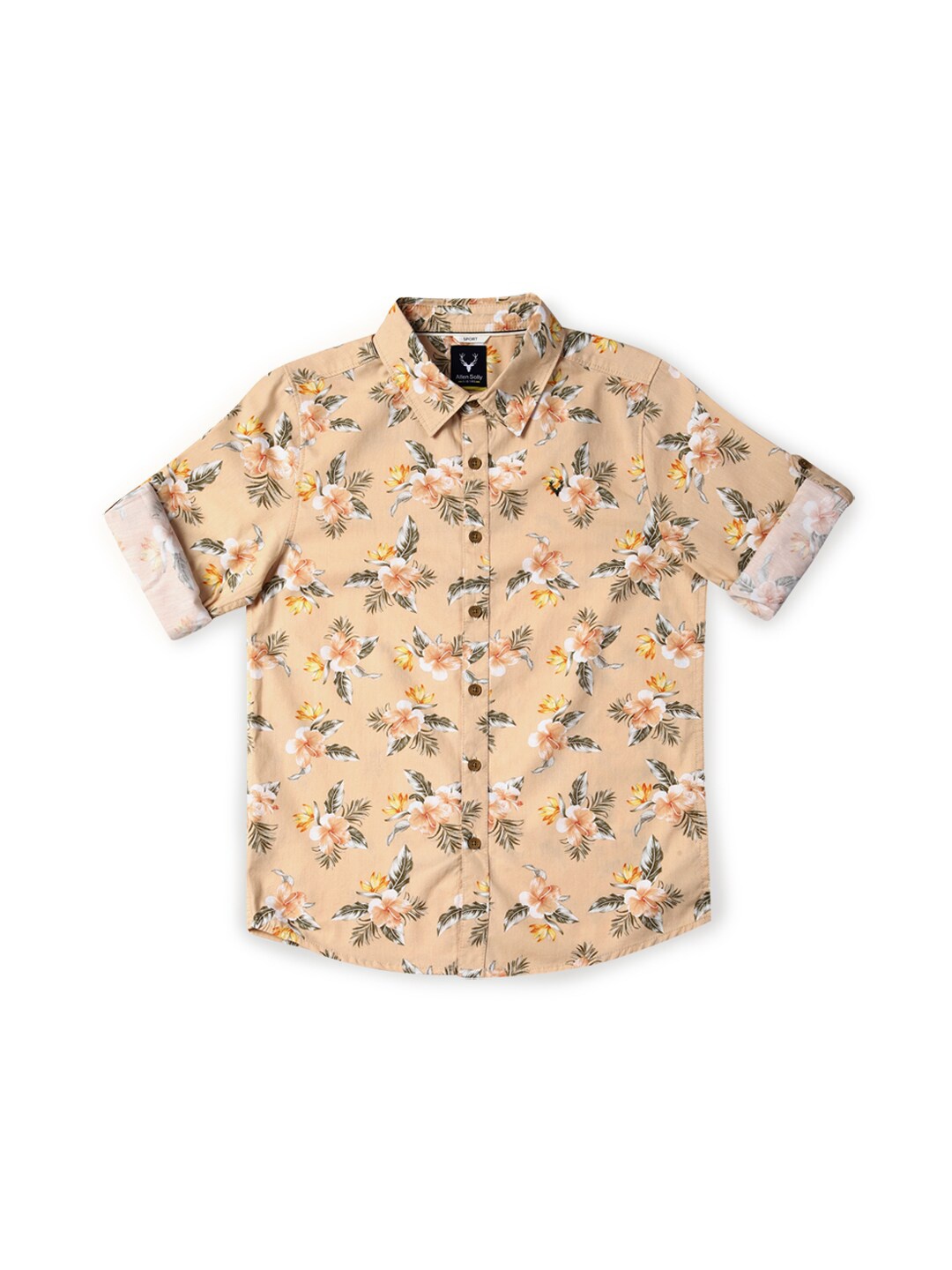 

Allen Solly Junior Boys Slim Fit Opaque Floral Printed Casual Shirt, Beige