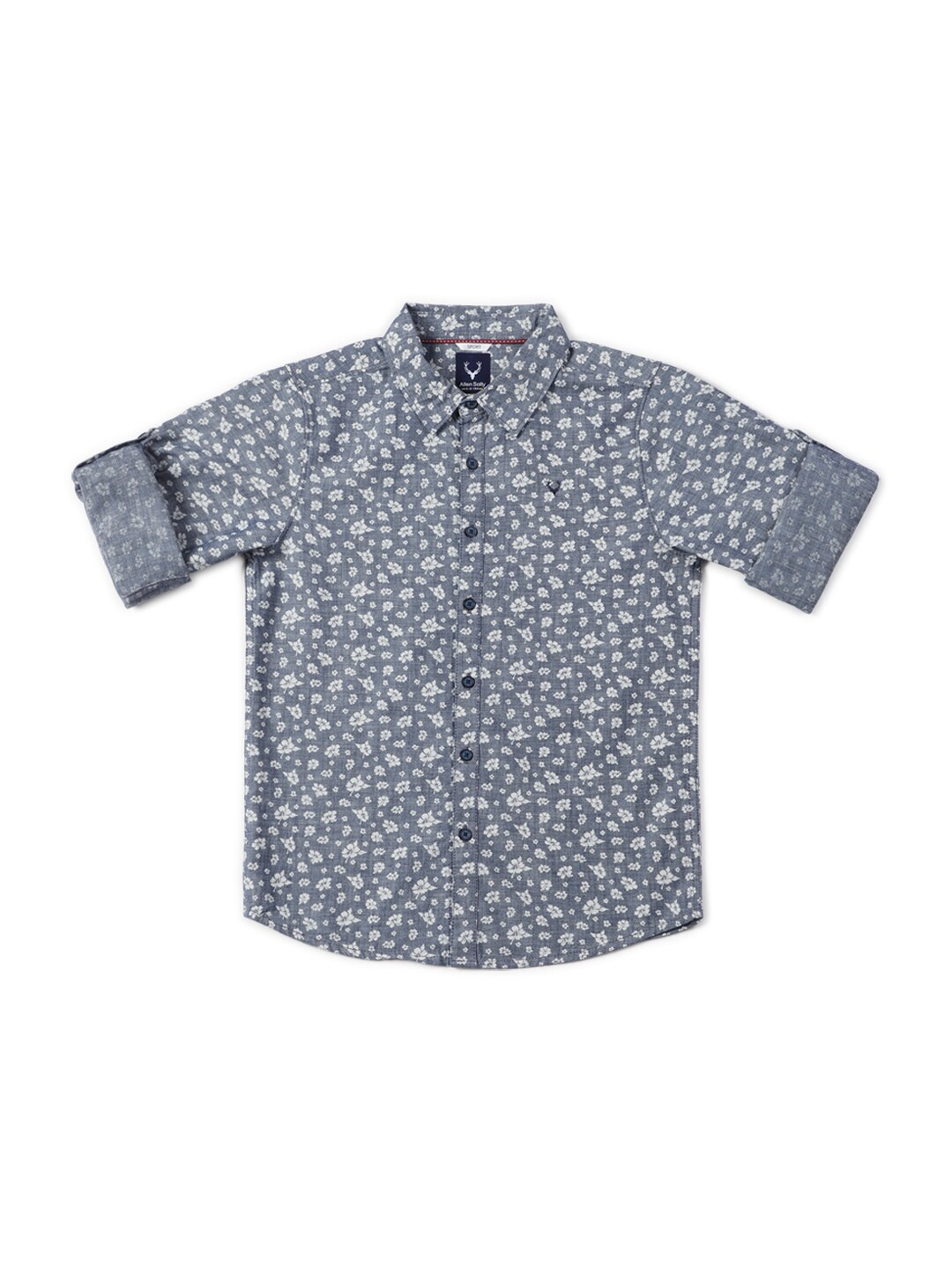 Allen Solly Junior Boys Slim Fit Floral Printed Pure Cotton Casual Shirt, Grey