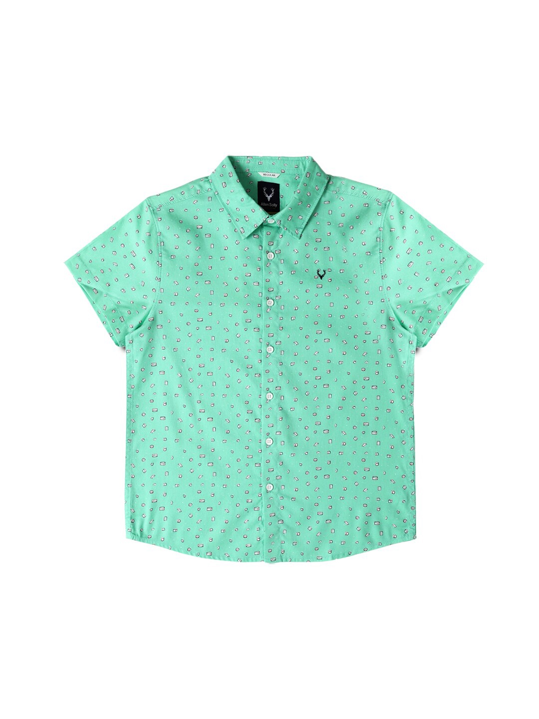 Allen Solly Junior Boys Floral Opaque Geometric Printed Casual Shirt, Green