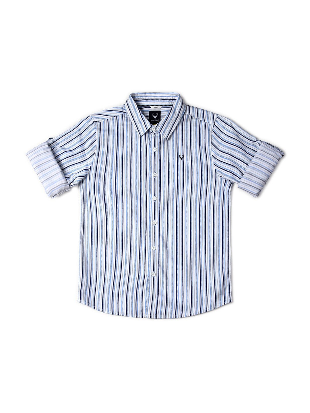 

Allen Solly Junior Boys Slim Fit Opaque Striped Casual Shirt, Blue