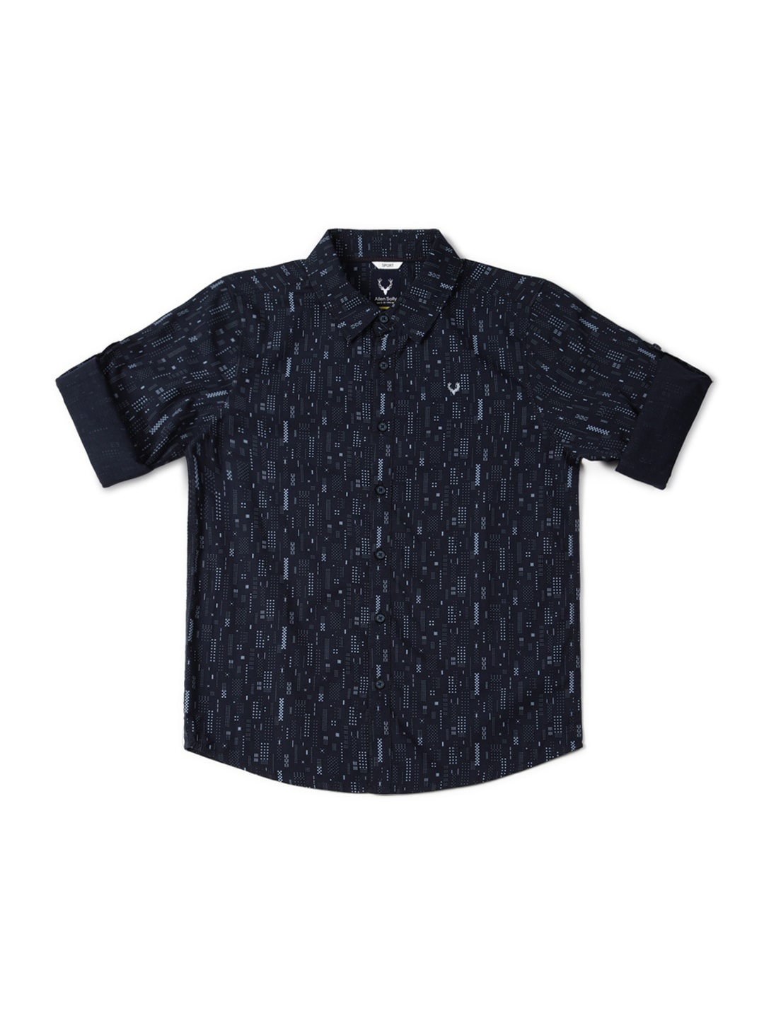 

Allen Solly Junior Boys Abstract Printed Slim Fit Opaque Casual Shirt, Navy blue