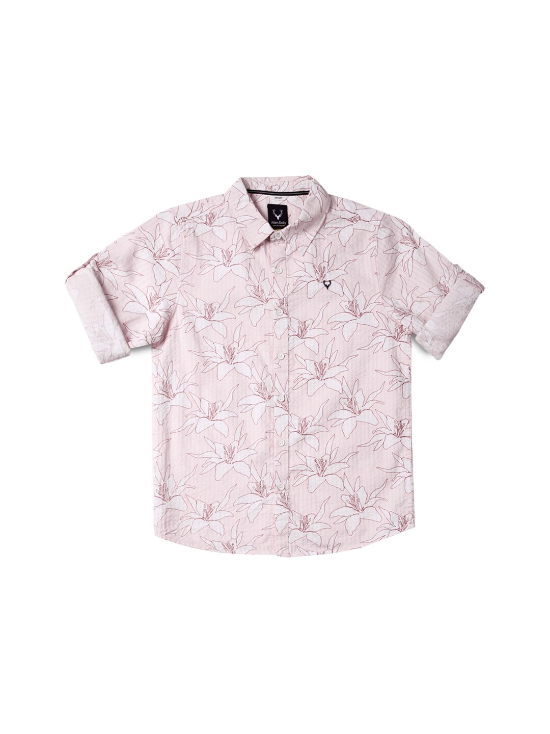 

Allen Solly Junior Boys Slim Fit Floral Opaque Printed Cotton Casual Shirt, Pink