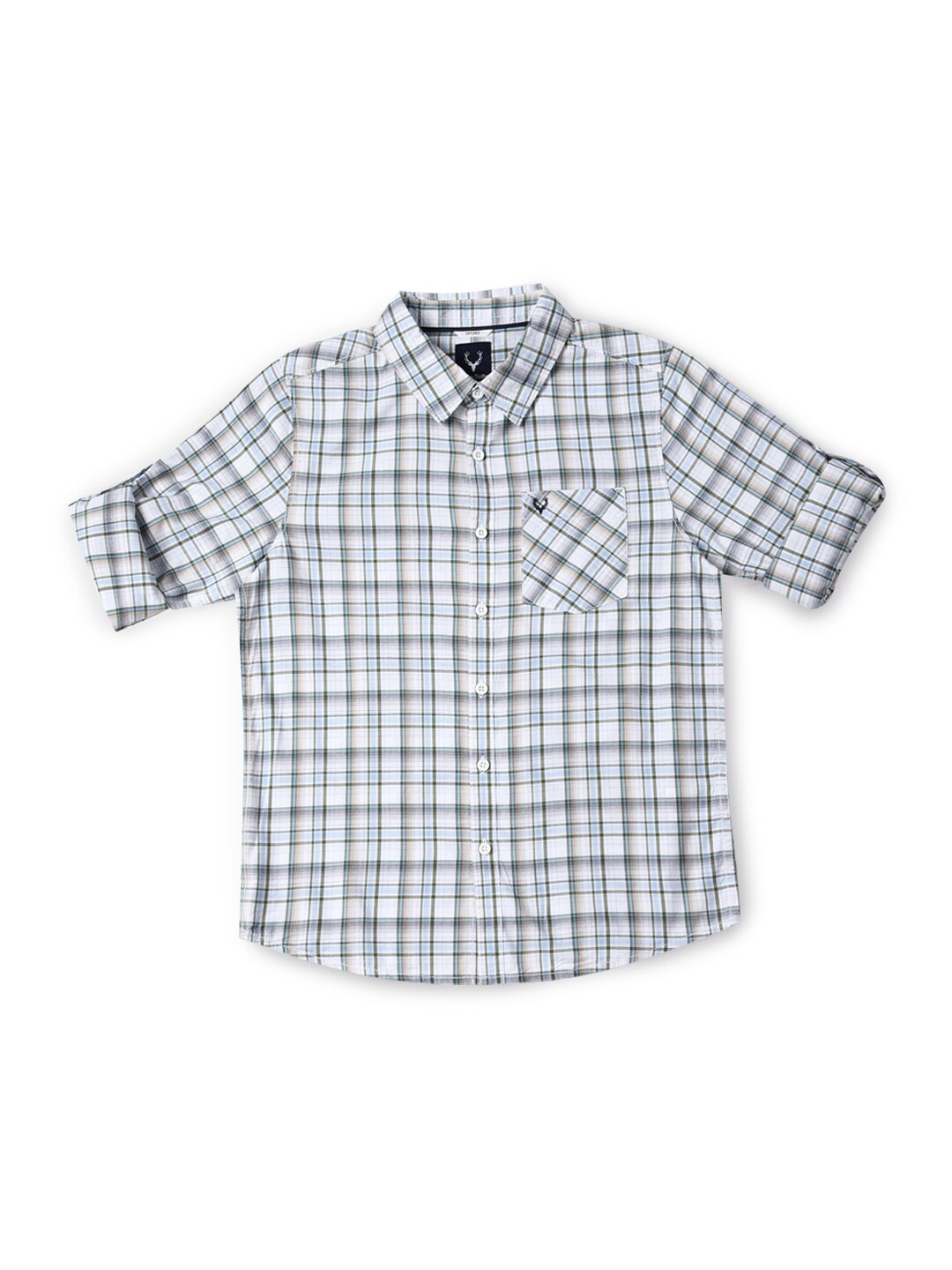 

Allen Solly Junior Boys Slim Fit Opaque Checked Cotton Casual Shirt, White