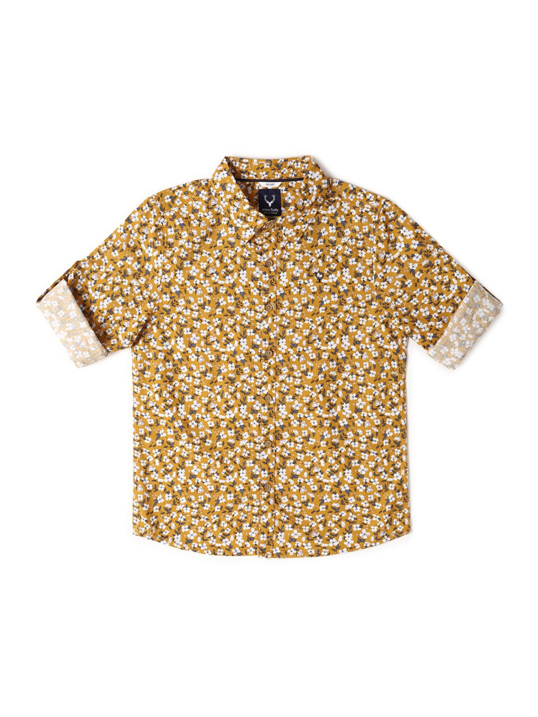 

Allen Solly Junior Boys Slim Fit Floral Opaque Printed Cotton Casual Shirt, Yellow