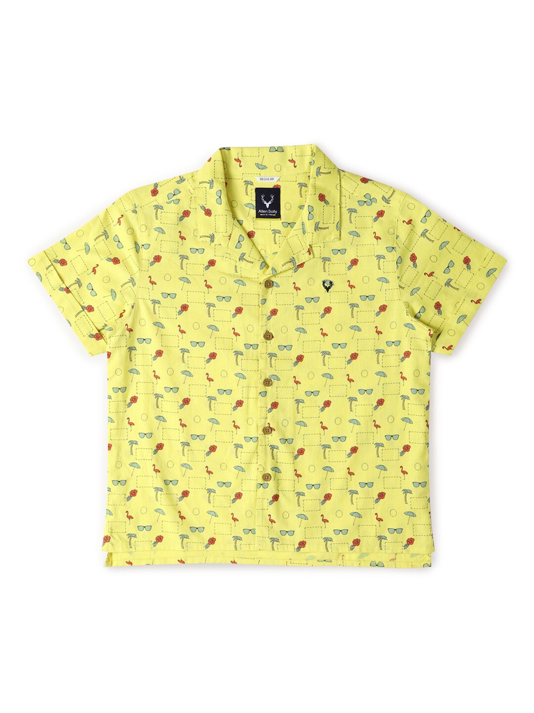 

Allen Solly Junior Boys Opaque Conversational Printed Cotton Casual Shirt, Yellow