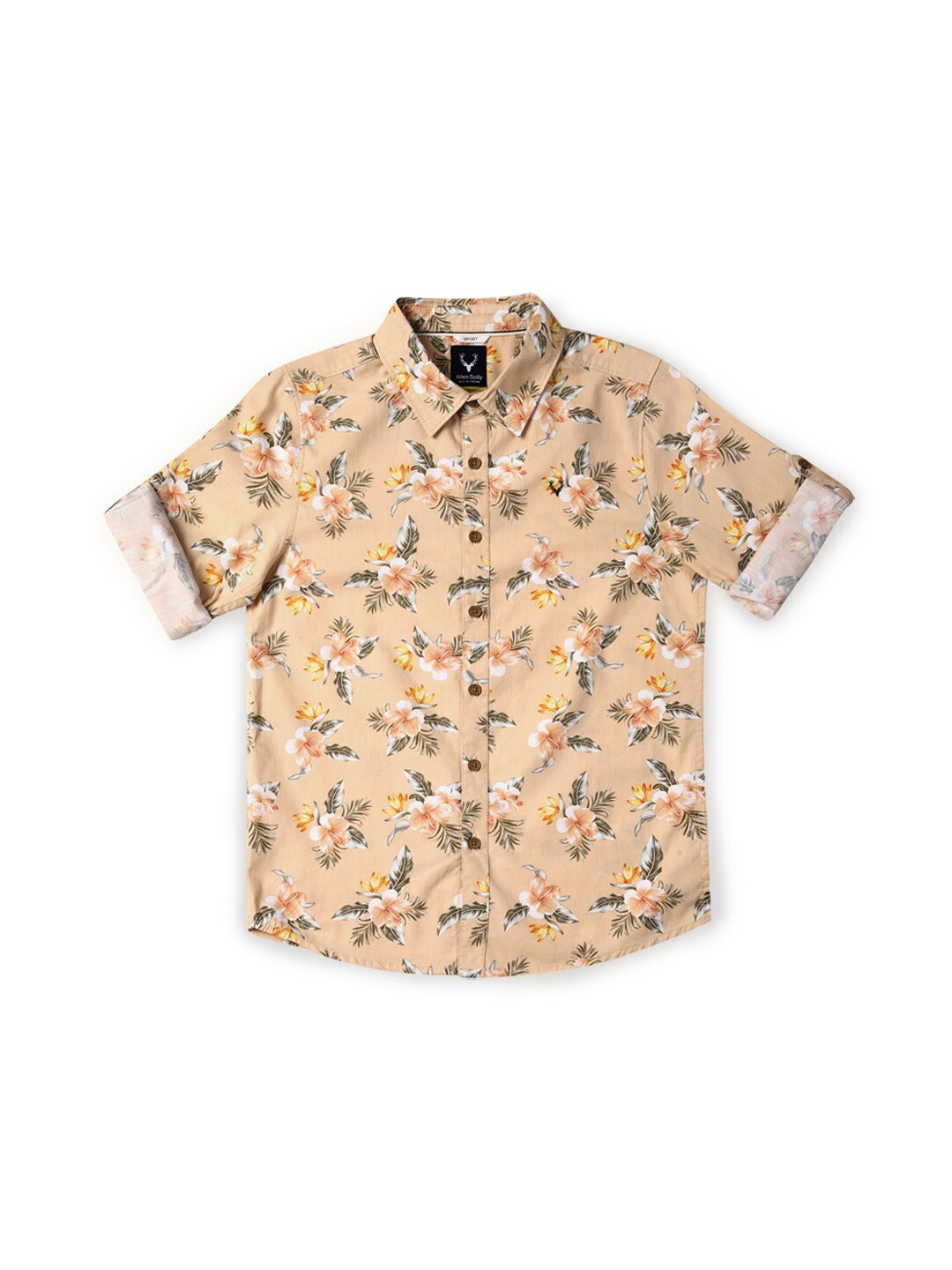 

Allen Solly Junior Boys Slim Fit Opaque Printed Cotton Casual Shirt, Beige