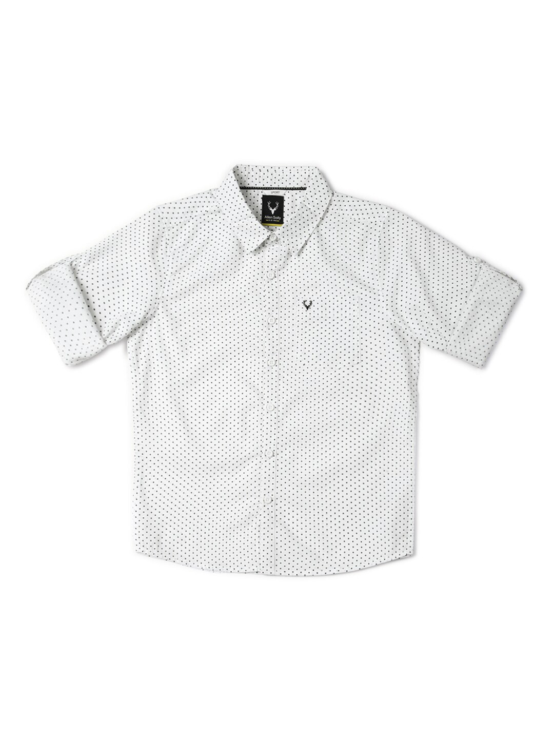 

Allen Solly Junior Boys Slim Fit Opaque Printed Cotton Casual Shirt, White