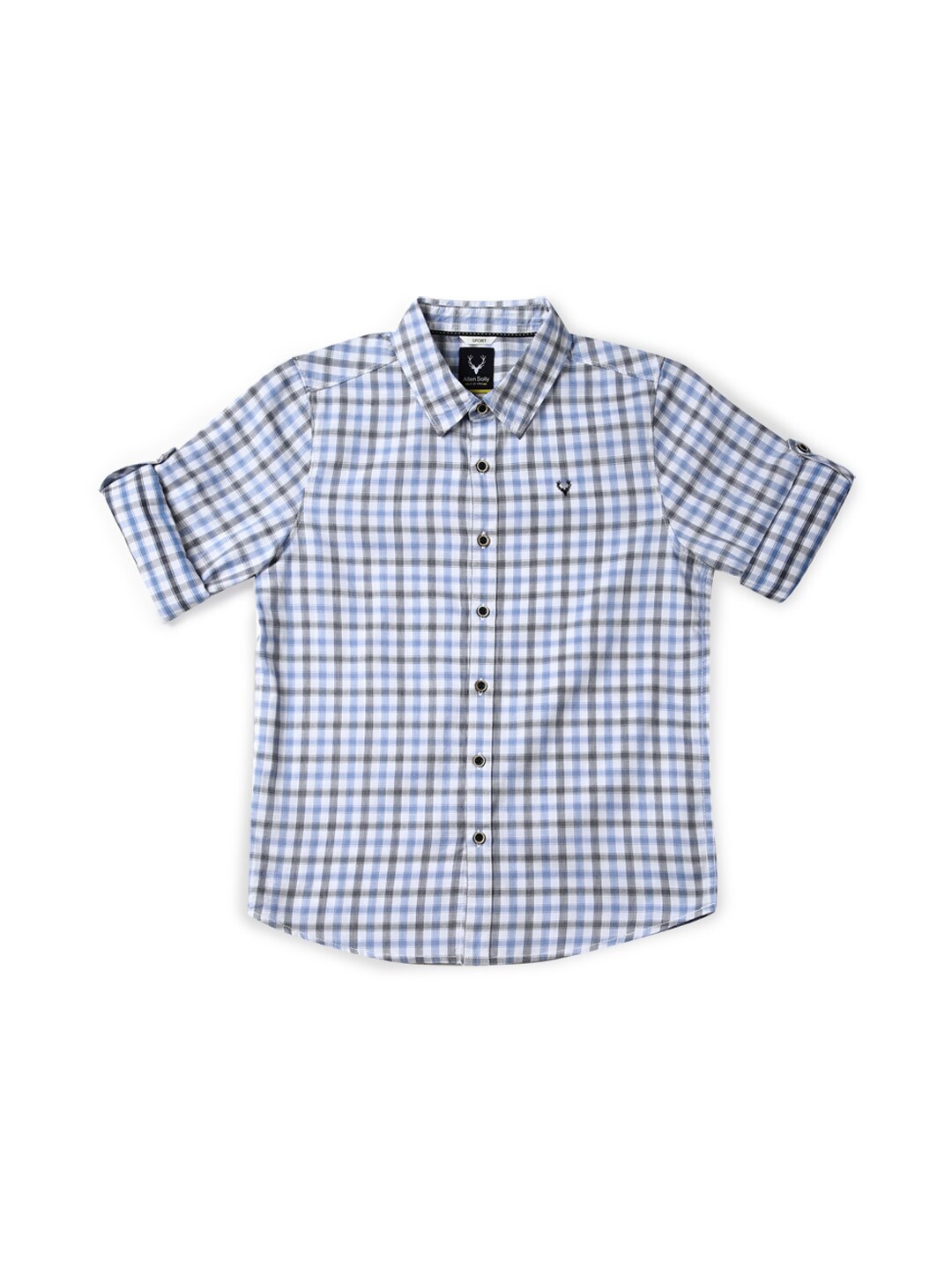 

Allen Solly Junior Boys Slim Fit Gingham Checks Opaque Cotton Casual Shirt, Blue