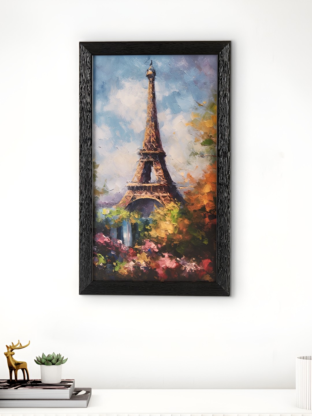 Home Centre Black Corsica Aura Eiffel Tower Picture Wooden Framed Wall Art