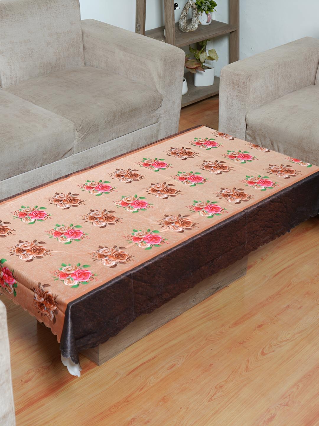 

Bajo's Beige & Red Floral Printed Velvet Table Cover