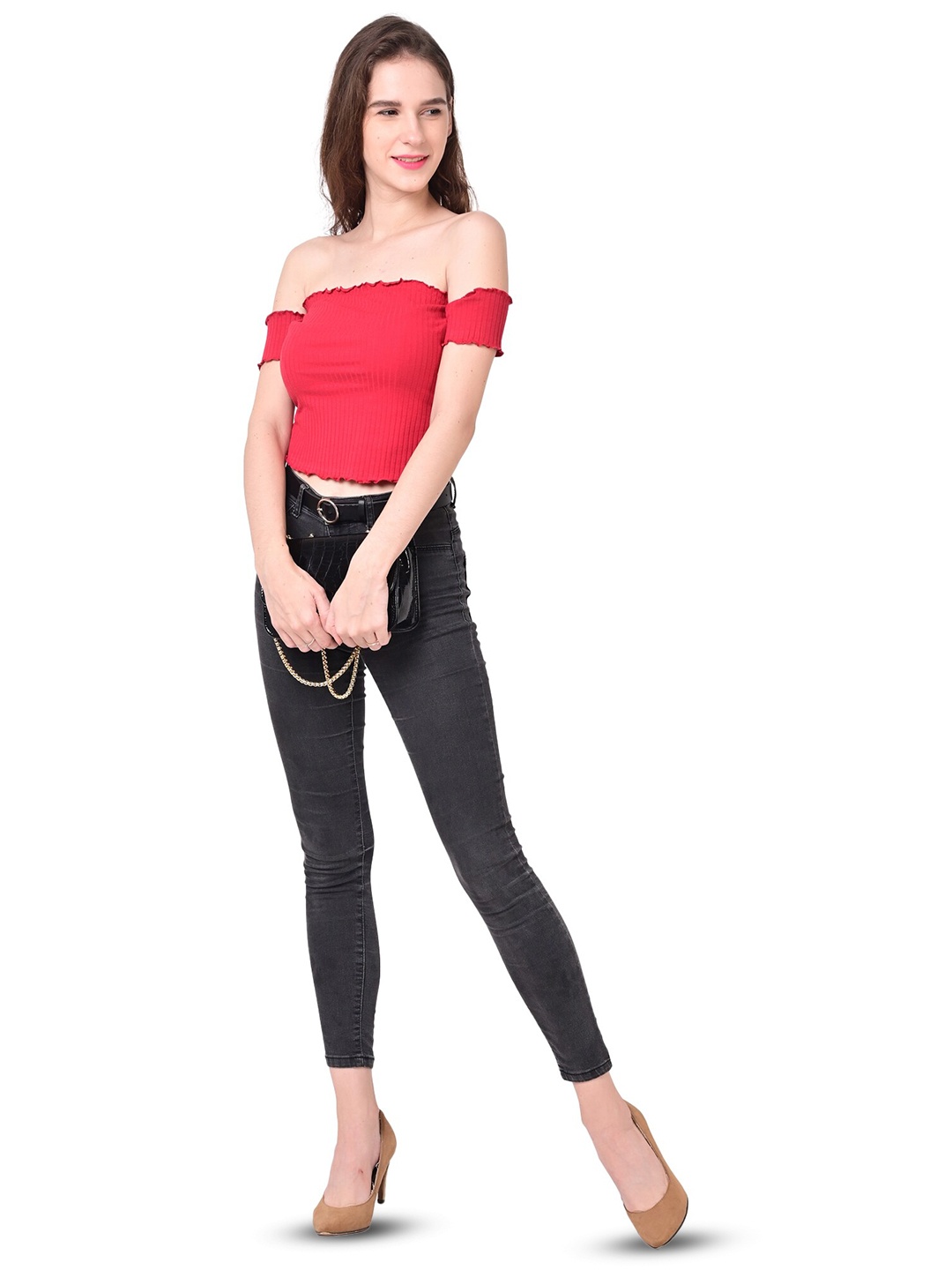 

NoBarr Off-Shoulder Bardot Top, Red