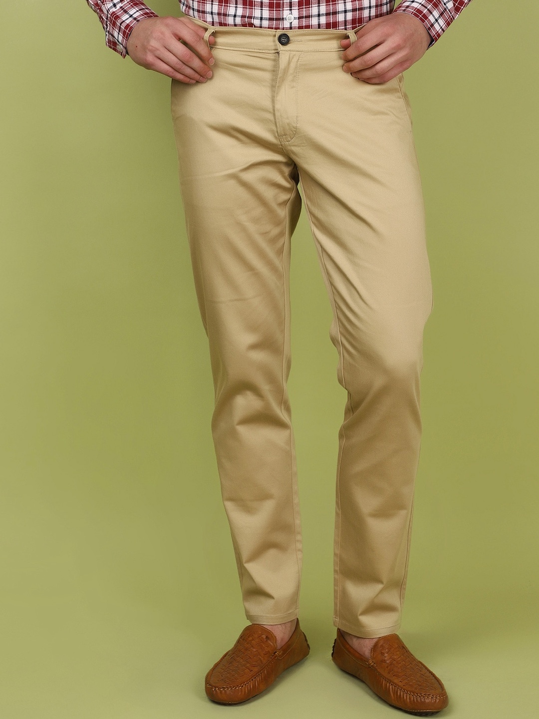 

V-Mart Men Slim Fit Mid-Rise Chinos Trouser, Khaki