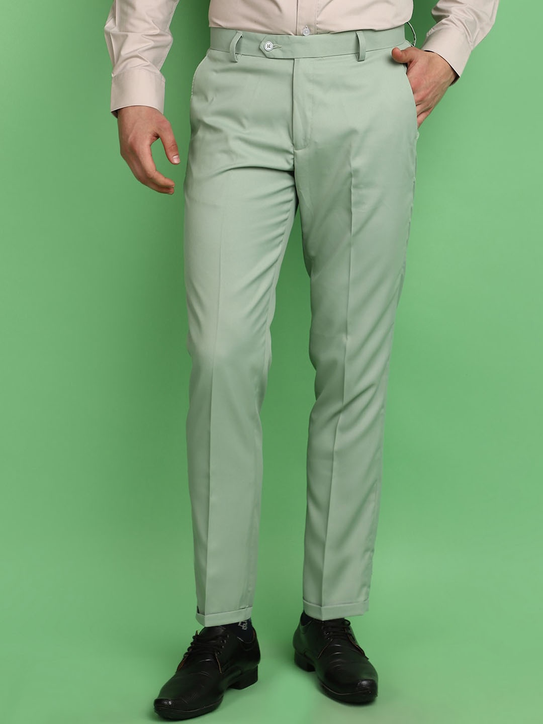 

V-Mart Men Mid-Rise Formal Trouser, Green