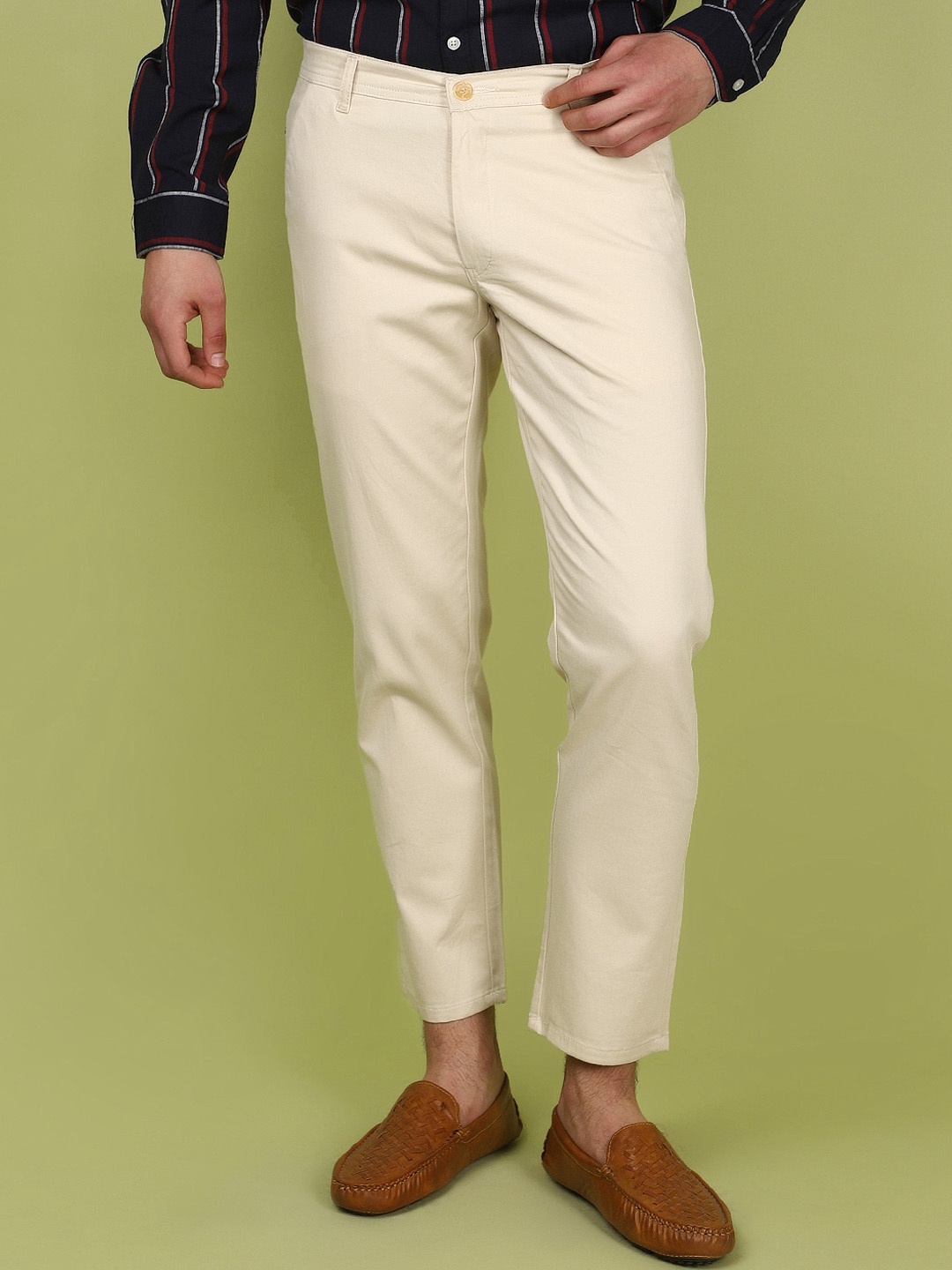 

V-Mart Men Mid-Rise Regular Fit Cotton Trousers, Beige