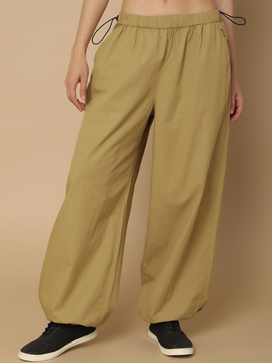 

V-Mart Women Mid-Rise Cotton Parallel Trouser, Khaki