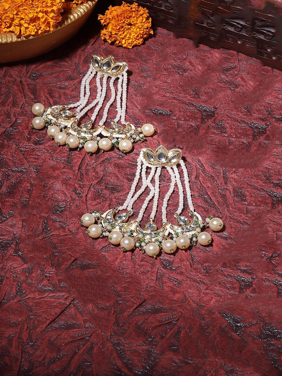 

DUGRISTYLE Gold-Plated Contemporary Drop Earrings, Cream