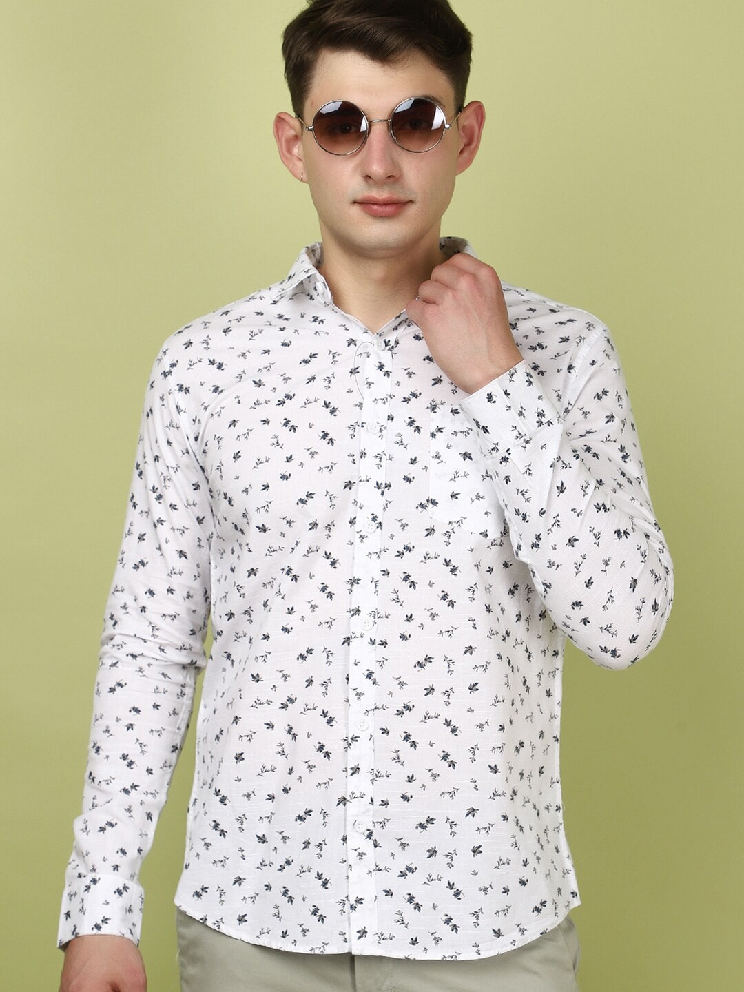 

V-Mart Slim Fit Printed Spread Collar Long Sleeves Regular Fit Casual Shirt, Blue