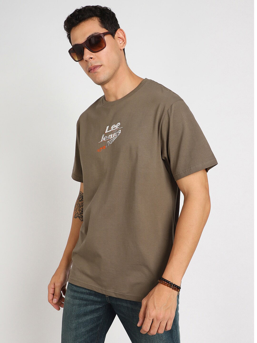 

Lee Typography Printed Cotton T-shirt, Green