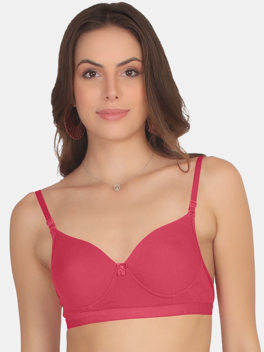 

POOJA RAGENEE Full Coverage Non Padded Seamless Cotton T-shirt Bra With All Day Comfort, Magenta