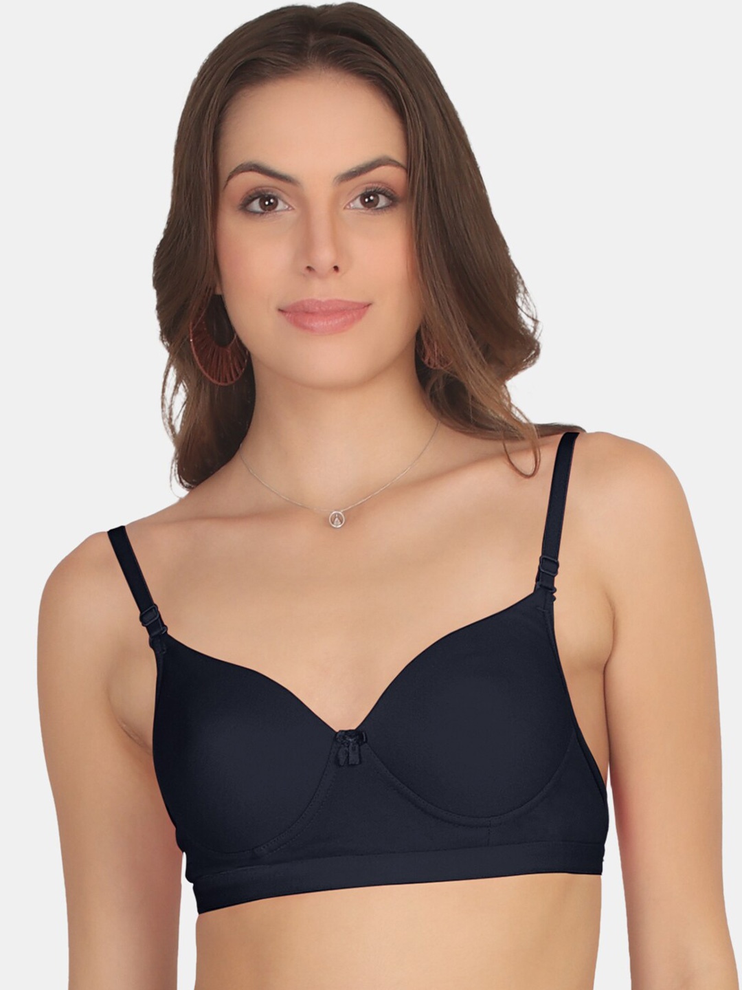 

POOJA RAGENEE Full Coverage Non Padded Seamless Cotton T-shirt Bra With All Day Comfort, Navy blue