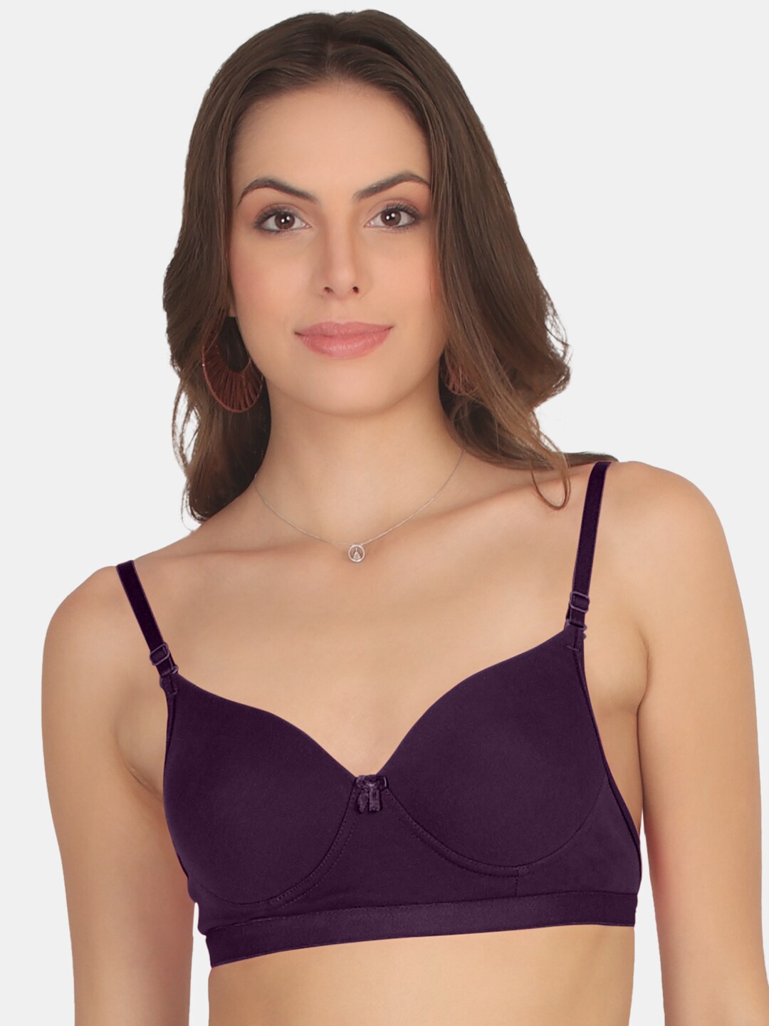 

POOJA RAGENEE Full Coverage Non Padded Seamless Cotton T-shirt Bra With All Day Comfort, Violet
