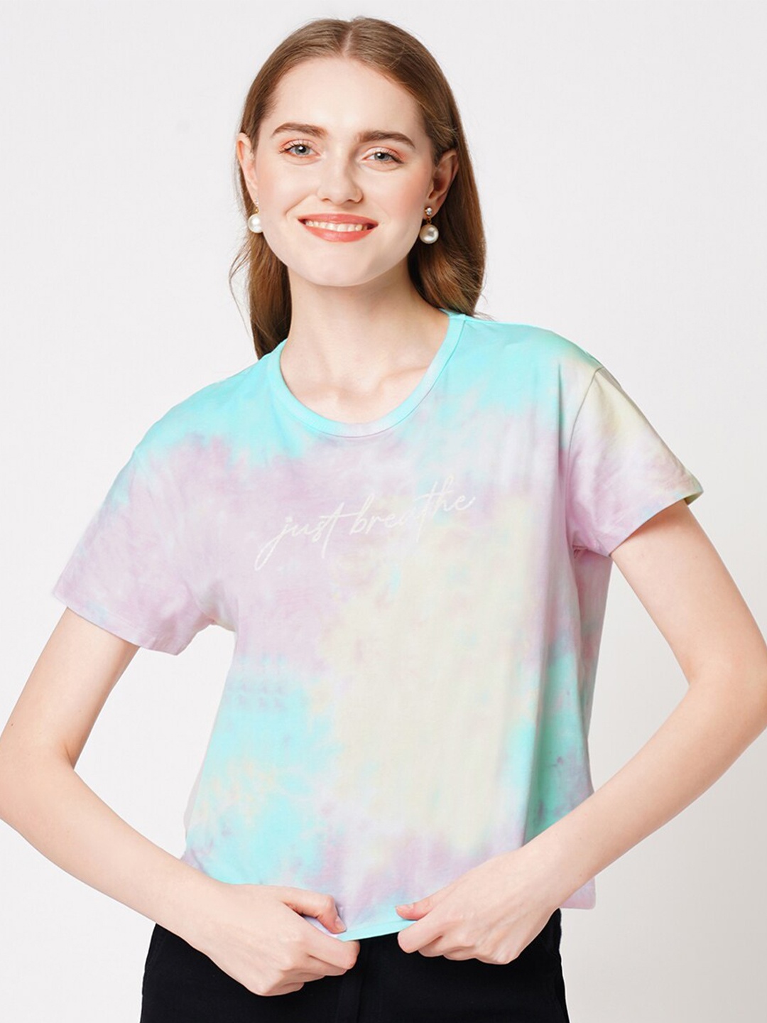

Kraus Jeans Tie & Dye Slim Fit Cotton Crop T-shirt, Purple
