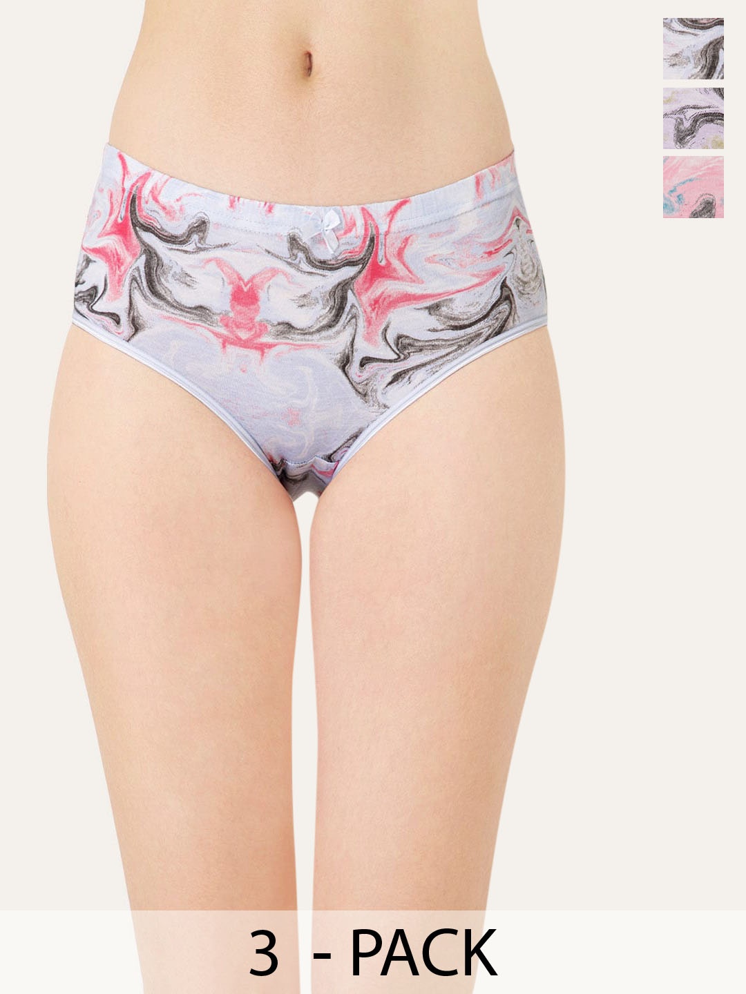 

Lady Lyka Pack Of 3 Printed Cotton Hipster Briefs DAFFODIL-6, Grey