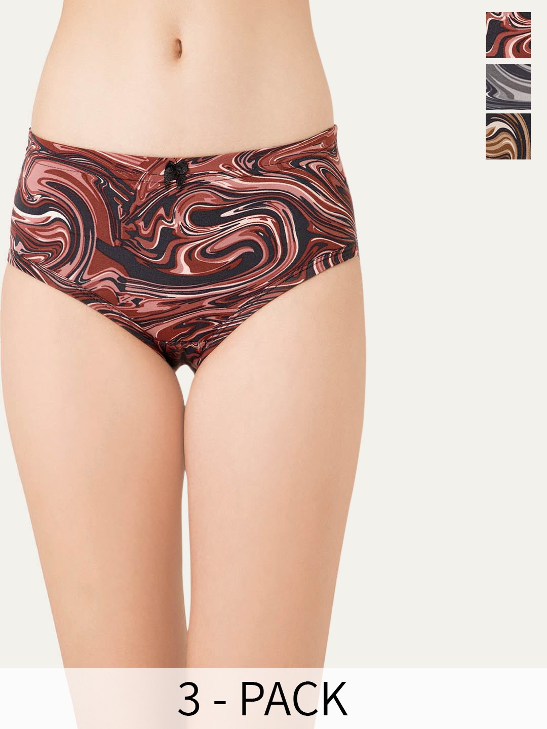 

Lady Lyka Pack Of 3 Printed Cotton Briefs, Brown