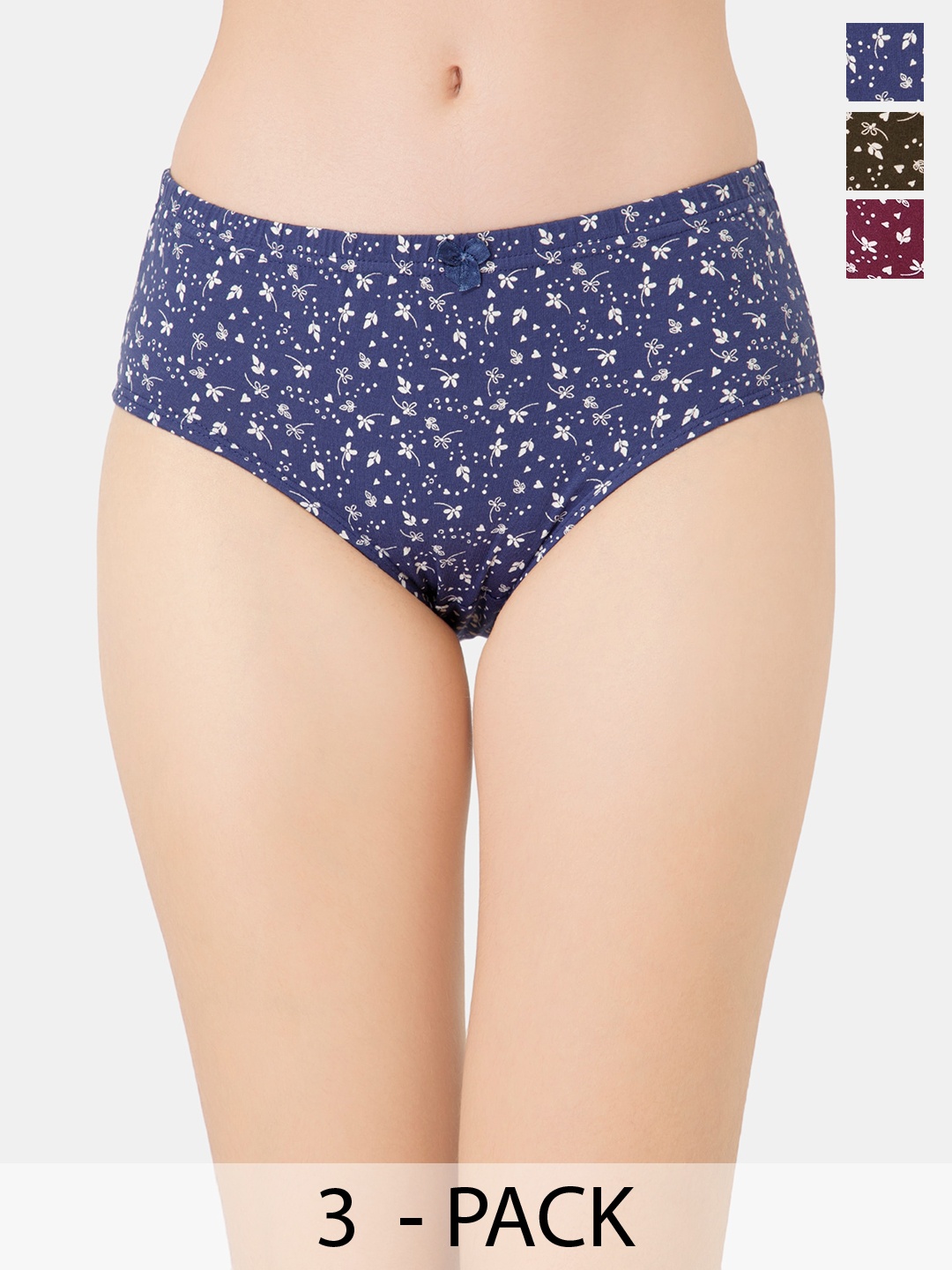 

Lady Lyka Pack Of 3 Printed Cotton Briefs, Brown