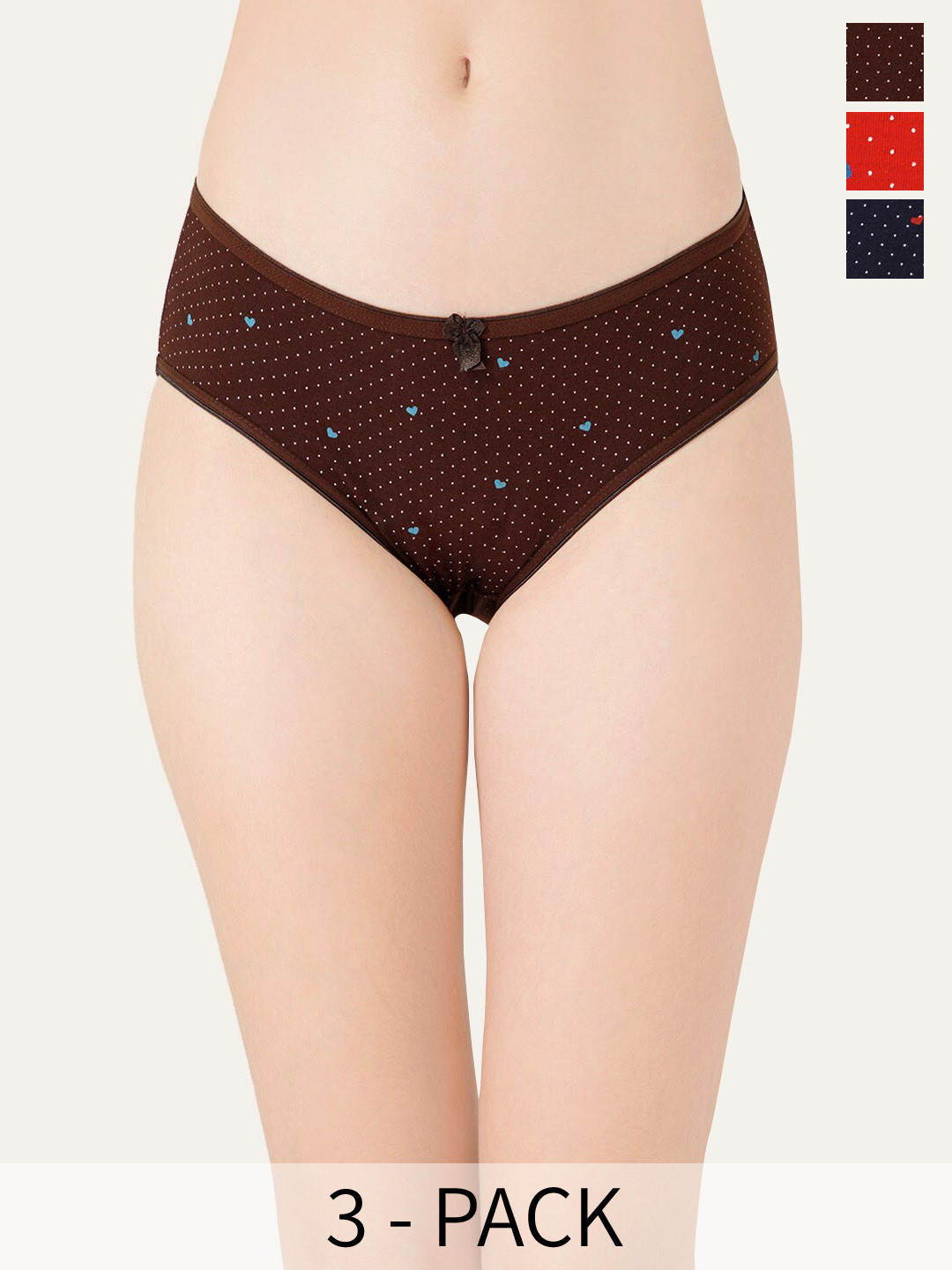 

Lady Lyka Pack Of 3 Printed Cotton Briefs, Brown