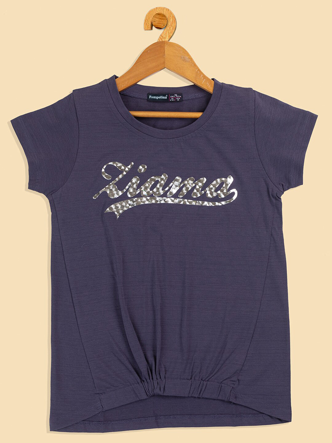 

PAMPOLINA Girls Printed Cotton Top, Grey