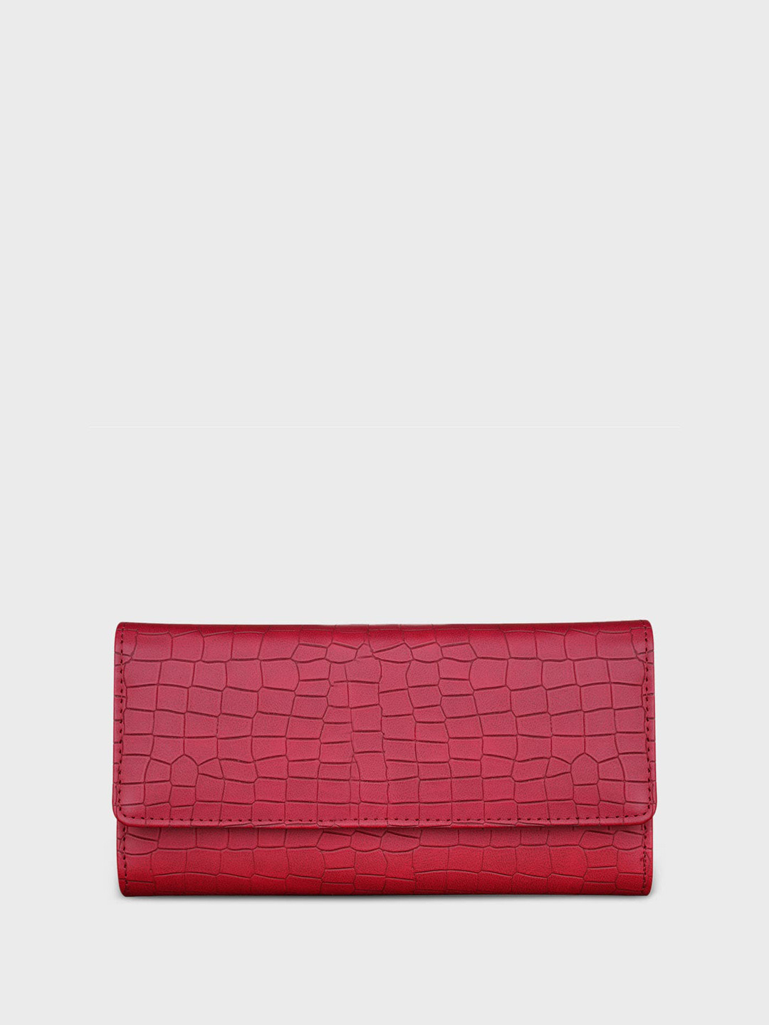 

The Wallet Store Animal Textured Foldover Clutch, Red