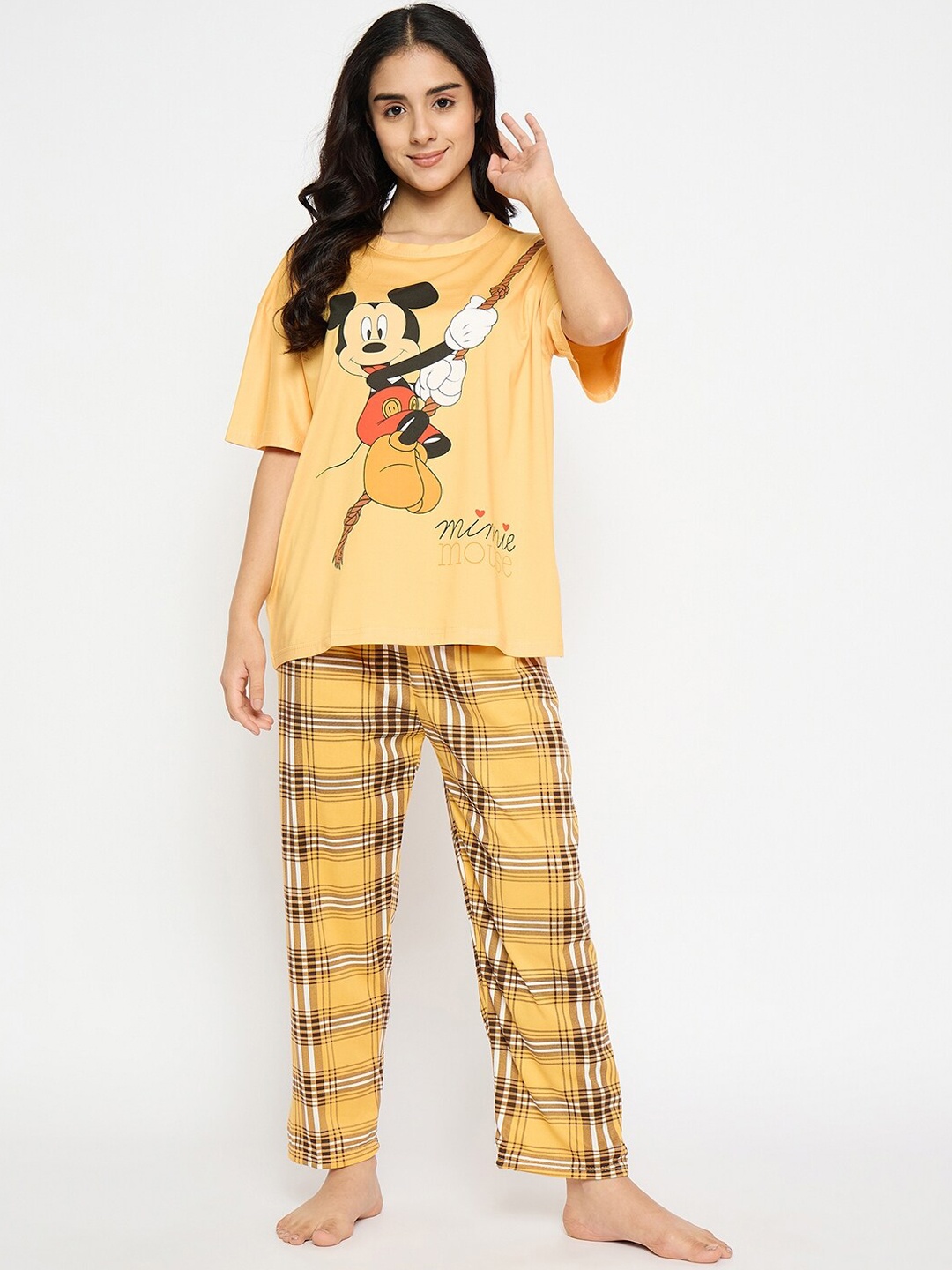 

Camey Women Printed Night suit, Yellow