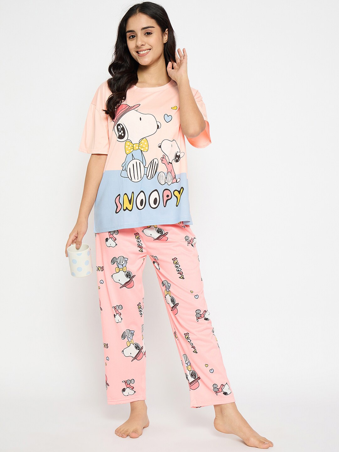 

Camey Women Printed Night suit, Pink