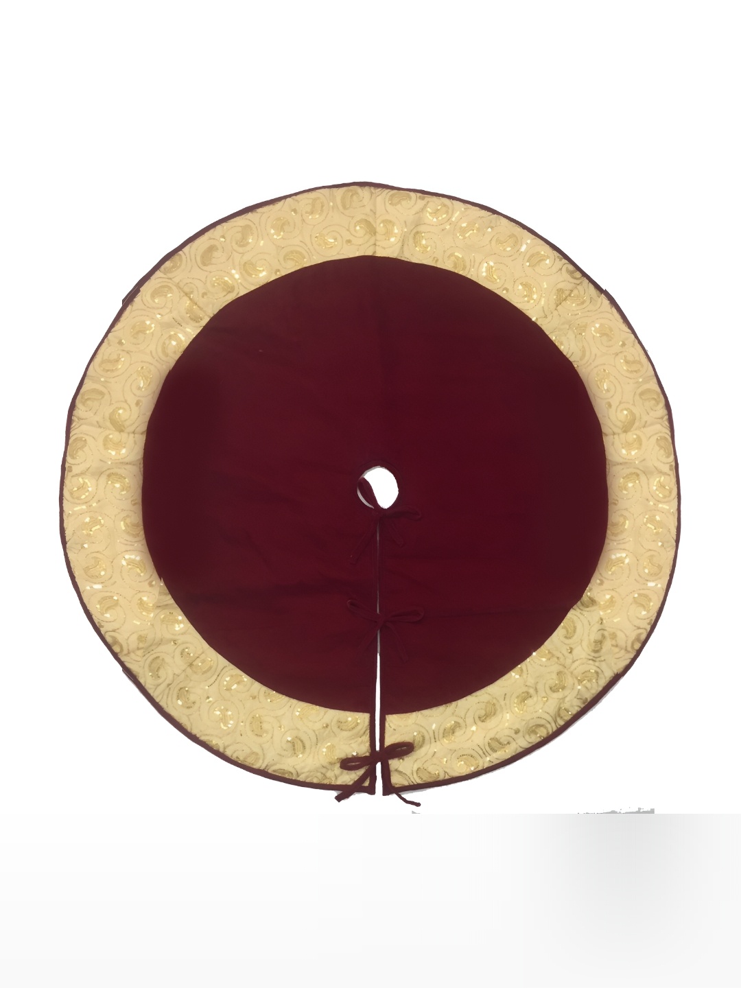 

Home Heart Red & Beige Round Double Layered Christmas Tree Skirt Festive Decor