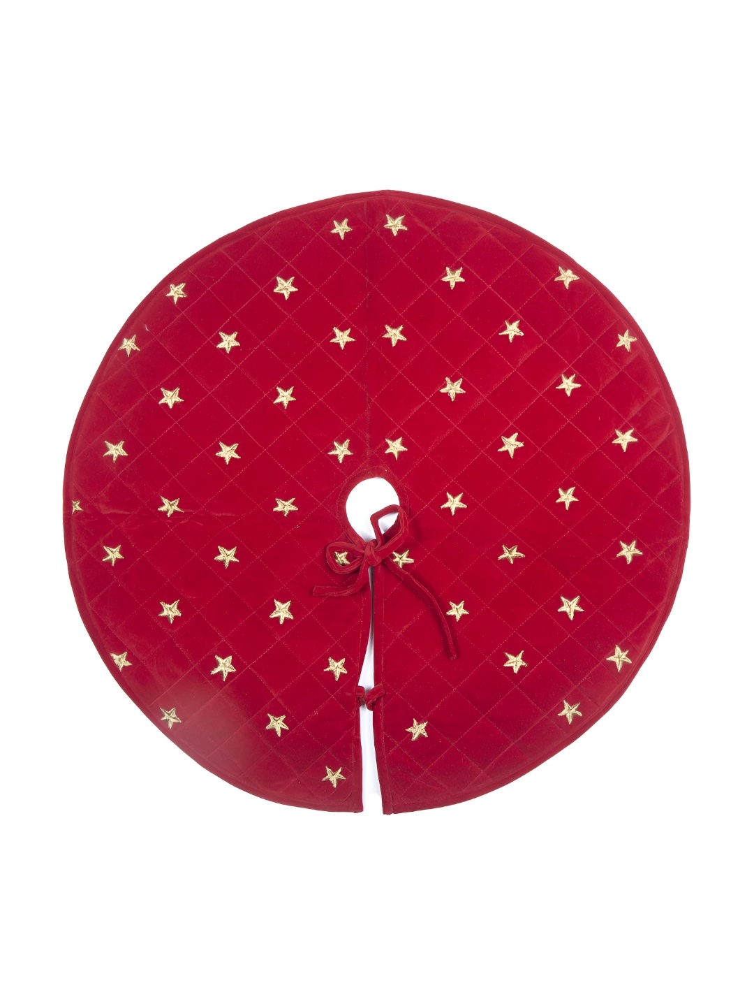 

Home Heart Red Embroidered Round Double Layered Christmas Tree Skirt Festive Decor