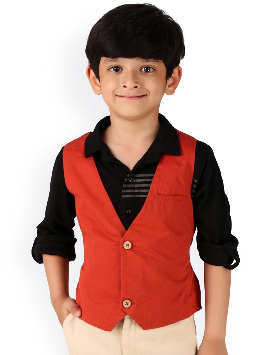

Miyo Boys V-Neck Sleeveless Waistcoat, Red