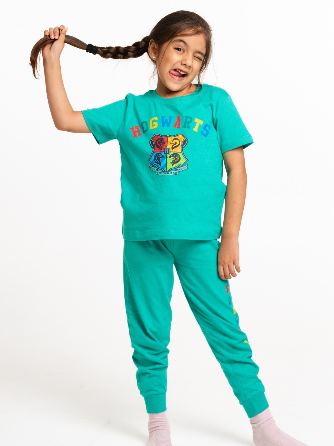 

Kids Unisex Harry Potter Hogwarts Printed Pure Cotton T-shirt With Pyjamas, Green
