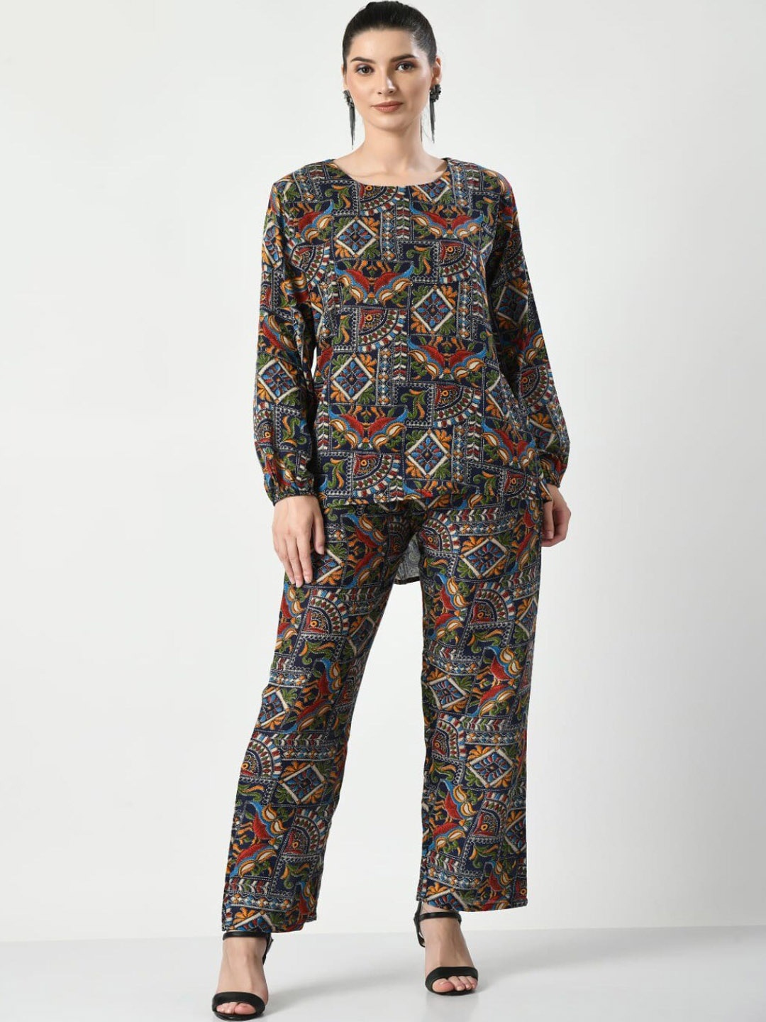 

BAESD Printed Tunic With Trouser, Navy blue