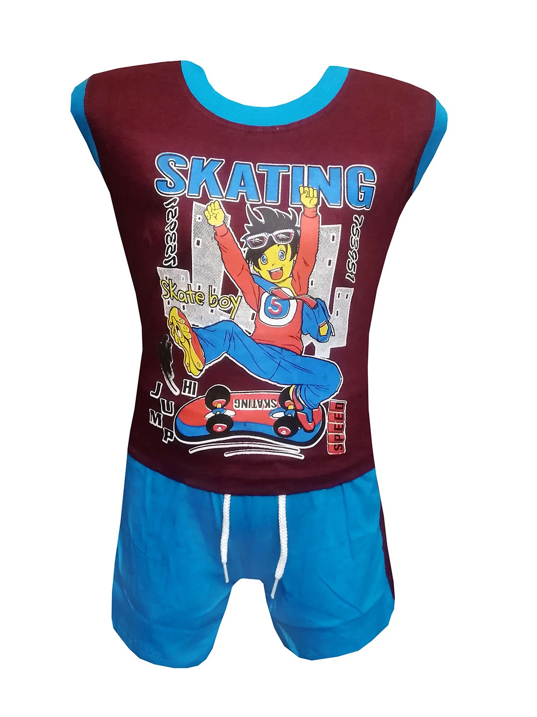

MRB Boys Graphic Printed Pure Cotton T-shirt with Trousers, Brown