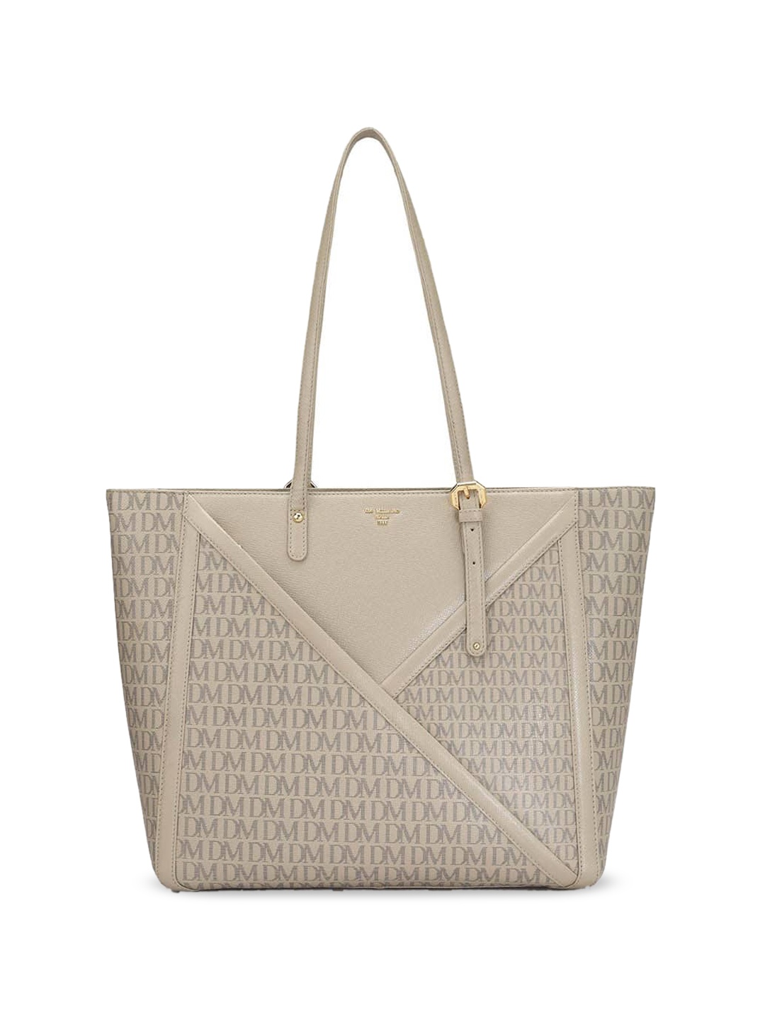 

Da Milano Typography Printed Leather Oversized Shoulder Bag, White