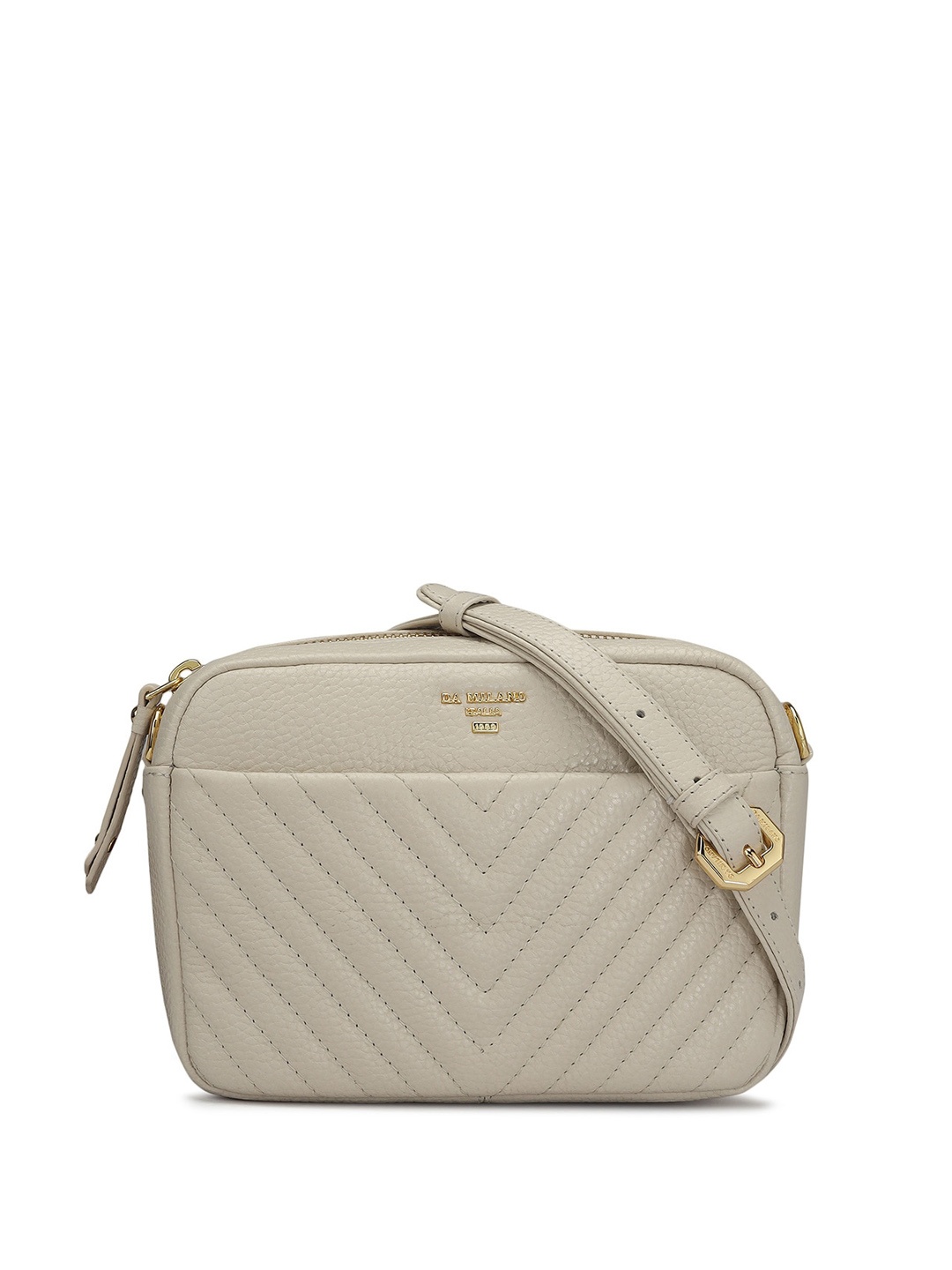 

Da Milano Textured Leather Structured Sling Bag, White