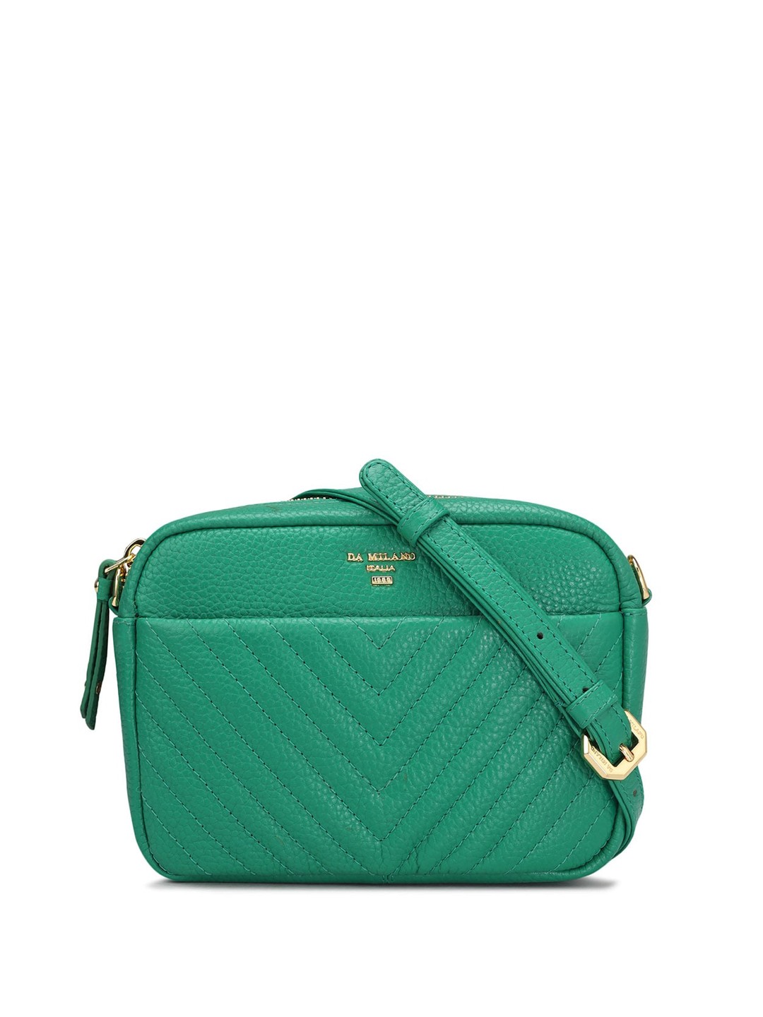 

Da Milano Textured Leather Structured Sling Bag, Green