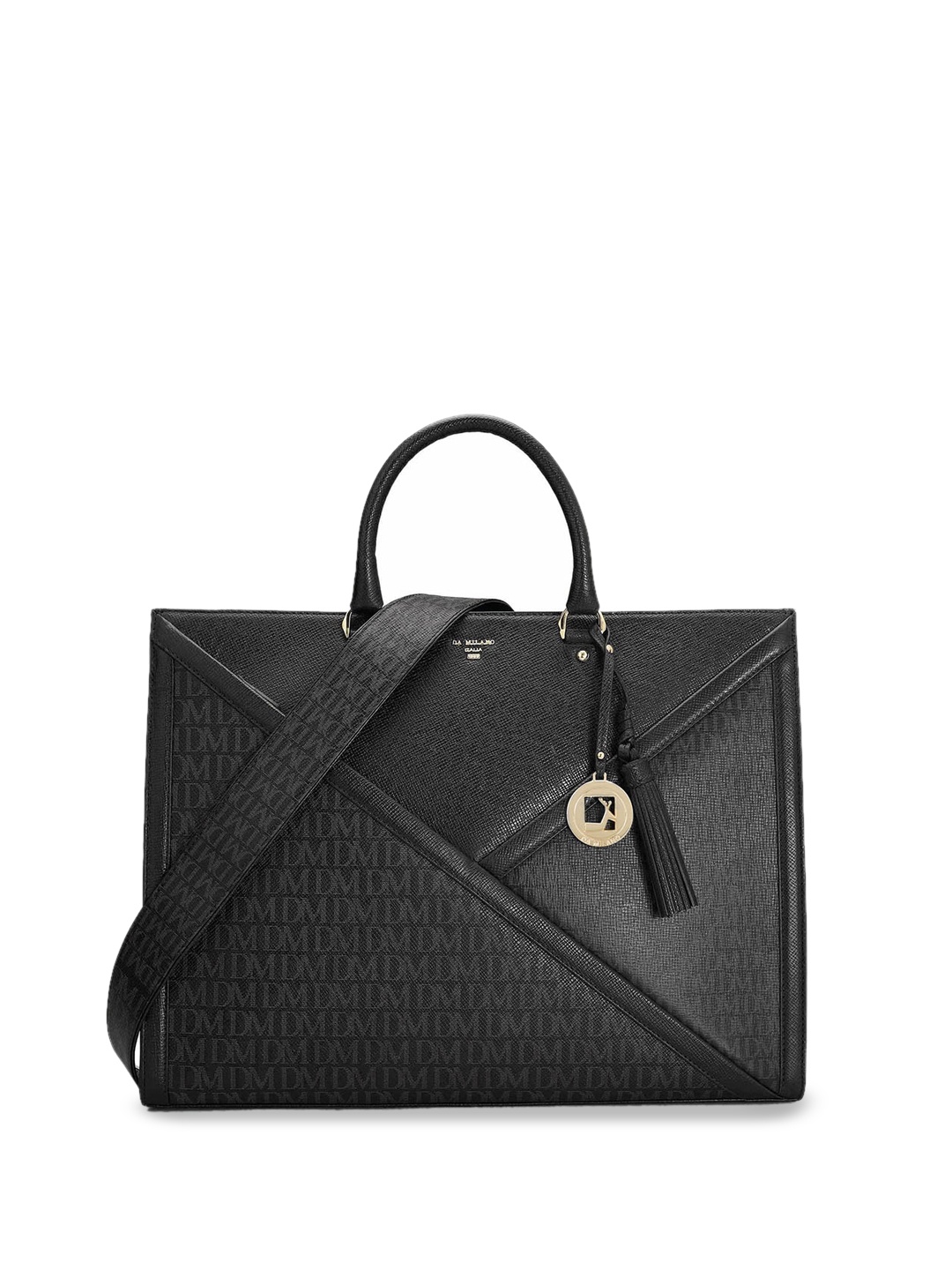 

Da Milano Leather Structured Handheld Bag, Black