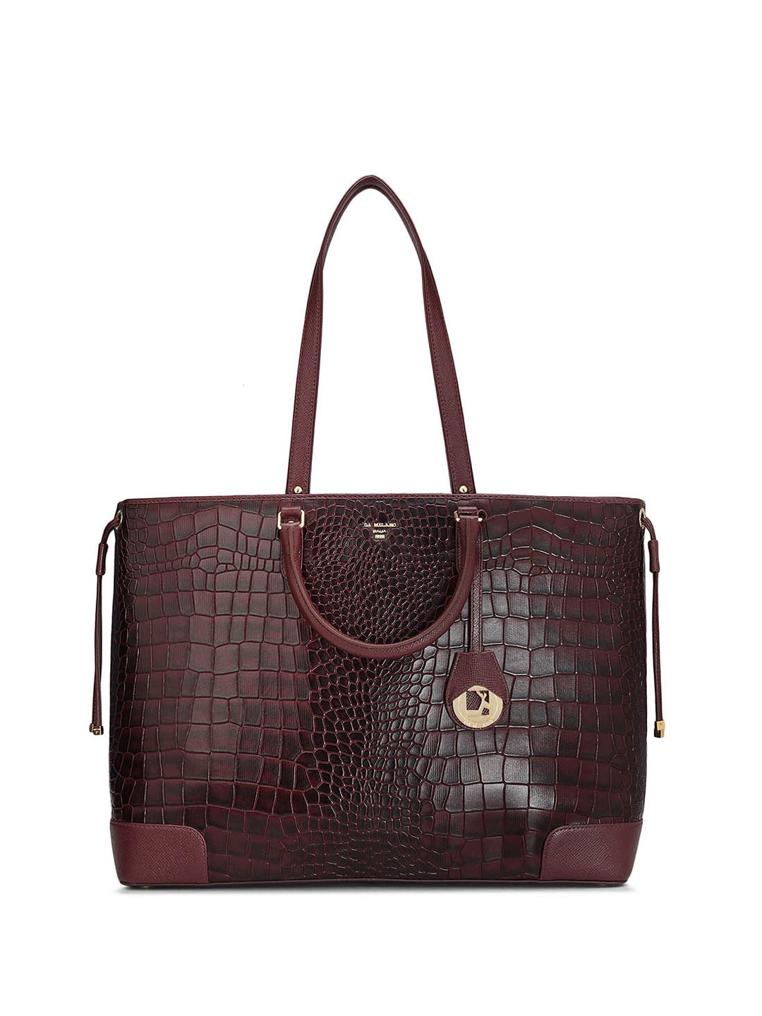 

Da Milano Textured Leather Oversized Tote Bag, Burgundy